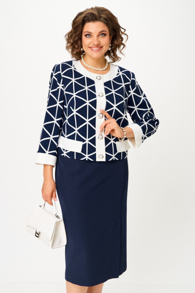 Жакет, юбка Aira Style 24128 сине-белый - фото 9