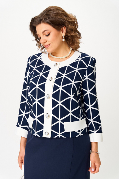 Жакет, юбка Aira Style 24128 сине-белый - фото 8