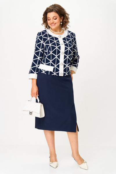 Жакет, юбка Aira Style 24128 сине-белый - фото 7