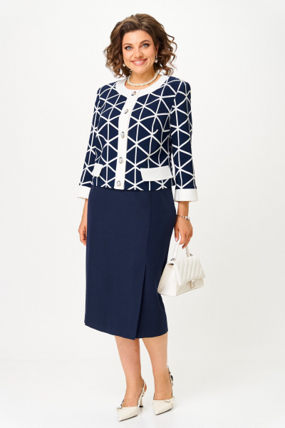 Жакет, юбка Aira Style 24128 сине-белый - фото 6