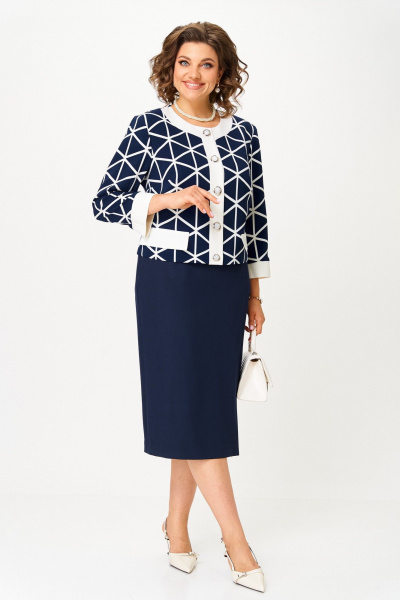 Жакет, юбка Aira Style 24128 сине-белый - фото 5