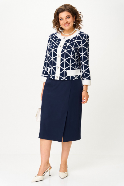 Жакет, юбка Aira Style 24128 сине-белый - фото 4