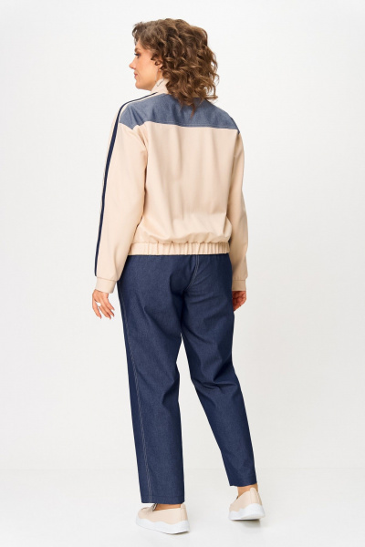 Брюки, бомбер Aira Style 24236 сине-бежевый - фото 13