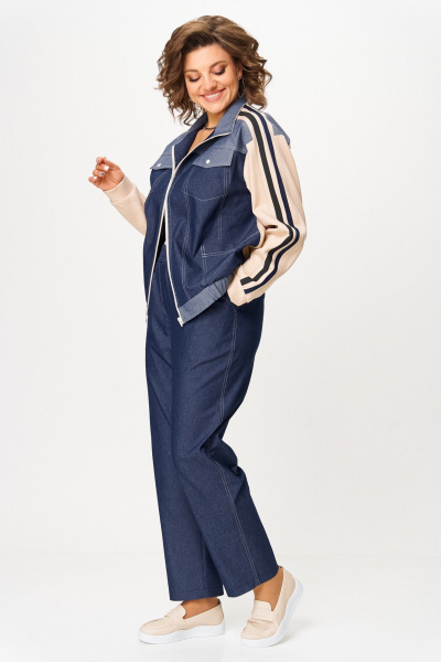 Брюки, бомбер Aira Style 24236 сине-бежевый - фото 9