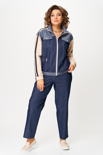 Брюки, бомбер Aira Style 24236 сине-бежевый - фото 8