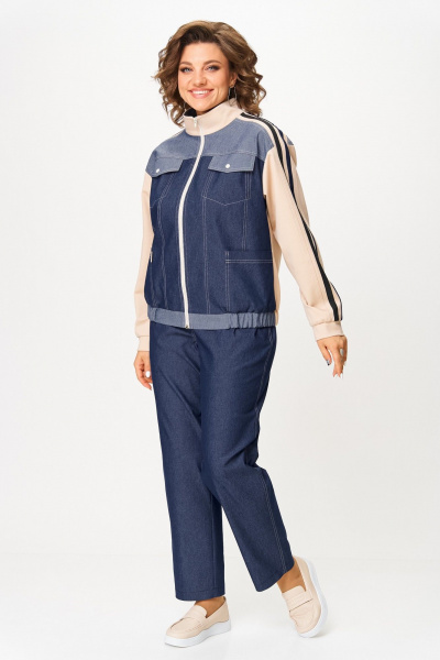 Брюки, бомбер Aira Style 24236 сине-бежевый - фото 6