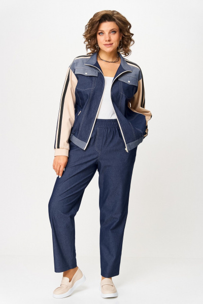 Брюки, бомбер Aira Style 24236 сине-бежевый - фото 2