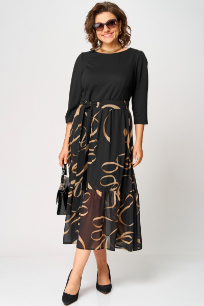 Платье EVA GRANT 7216С черный-принт - фото 1