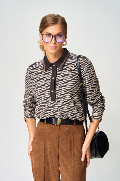 Джемпер Gizart 15409 серо-бежево-черный - фото 5