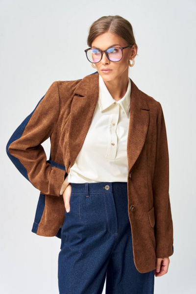 Жакет Gizart 15368 коричневый,синий - фото 8