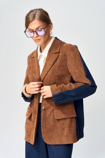 Жакет Gizart 15368 коричневый,синий - фото 1