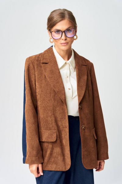 Жакет Gizart 15368 коричневый,синий - фото 4