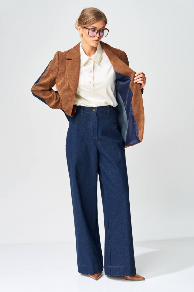 Жакет Gizart 15368 коричневый,синий - фото 3