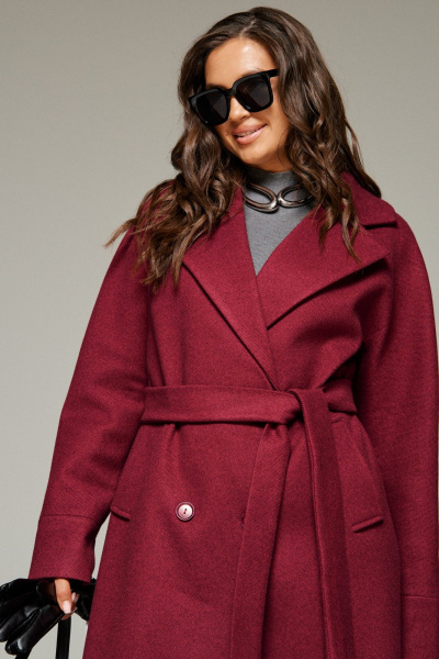 Пальто, пояс Beautiful&Free 7020 винный - фото 8