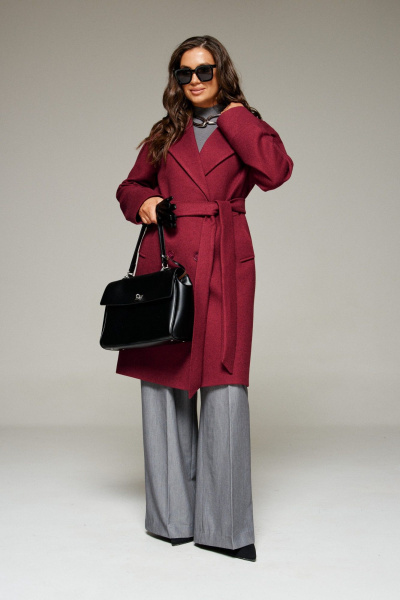 Пальто, пояс Beautiful&Free 7020 винный - фото 7