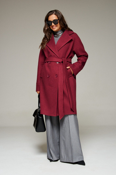 Пальто, пояс Beautiful&Free 7020 винный - фото 6