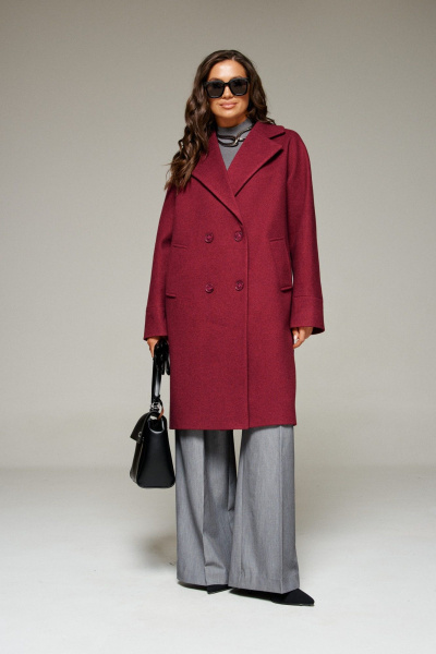 Пальто, пояс Beautiful&Free 7020 винный - фото 5