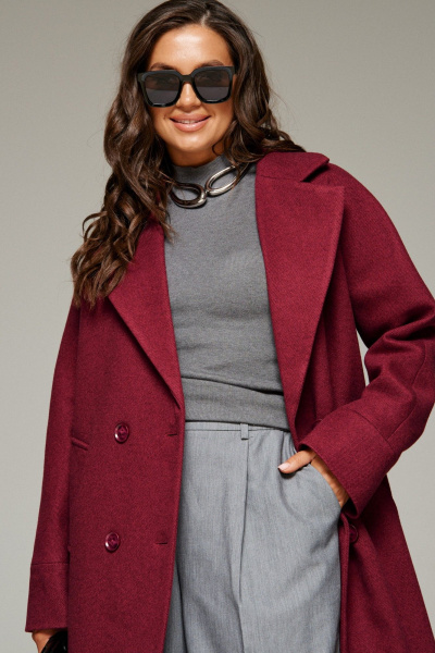 Пальто, пояс Beautiful&Free 7020 винный - фото 2
