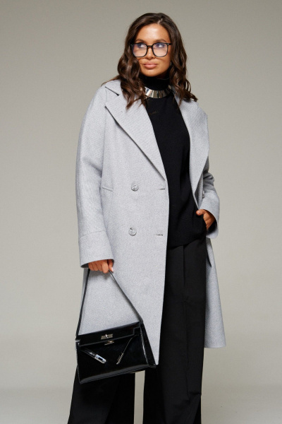 Пальто, пояс Beautiful&Free 7020 светло-серый - фото 9