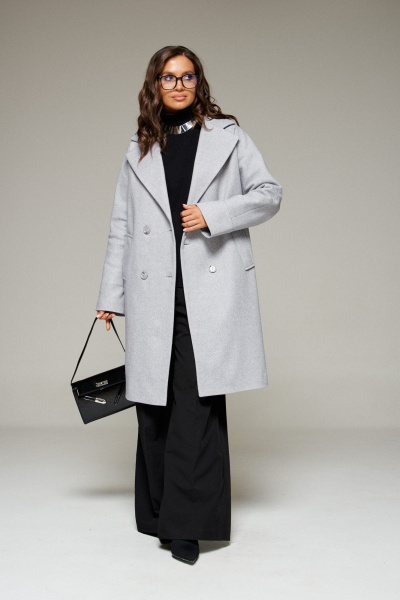 Пальто, пояс Beautiful&Free 7020 светло-серый - фото 7