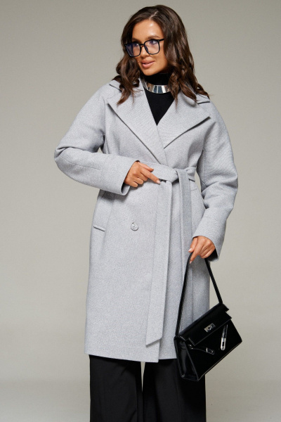 Пальто, пояс Beautiful&Free 7020 светло-серый - фото 5