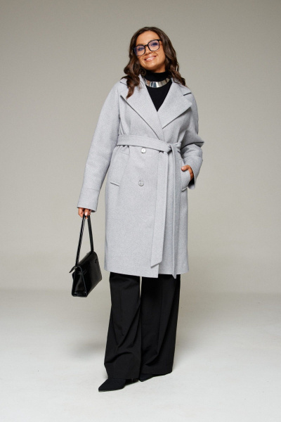 Пальто, пояс Beautiful&Free 7020 светло-серый - фото 4