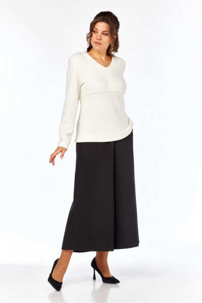 Джемпер, кюлоты Элль-стиль 2410  молочный_черный - фото 11