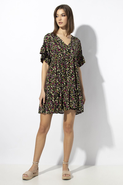 Платье из штапельного полотна с сборками и V-образным вырезом VIZAVI 649 - фото 3