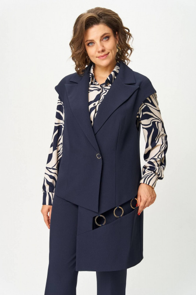 Блуза, брюки, жилет Koketka i K 1313 синий - фото 7