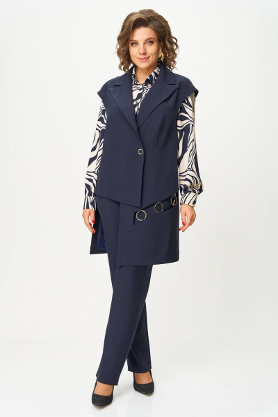 Блуза, брюки, жилет Koketka i K 1313 синий - фото 1