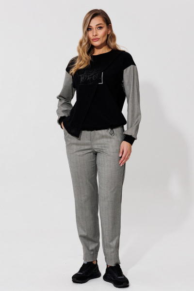 Брюки, джемпер Le Collect 534 серый-черный - фото 6