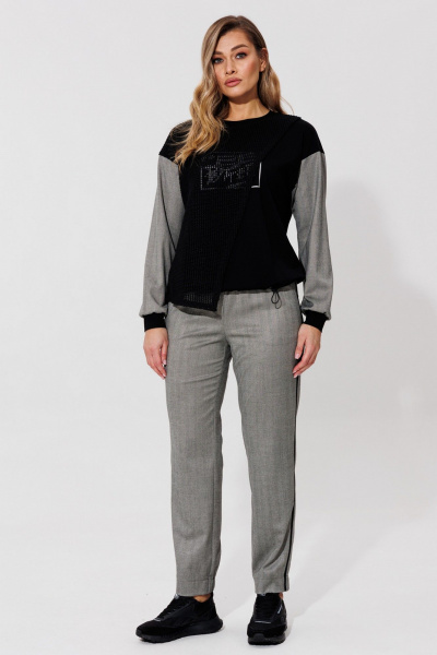Брюки, джемпер Le Collect 534 серый-черный - фото 1