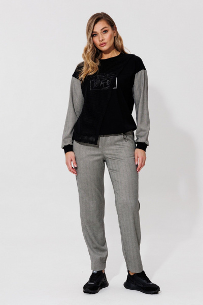 Брюки, джемпер Le Collect 534 серый-черный - фото 5