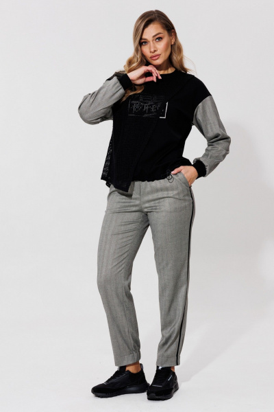 Брюки, джемпер Le Collect 534 серый-черный - фото 3