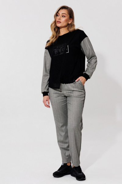 Брюки, джемпер Le Collect 534 серый-черный - фото 2