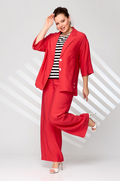 Брюки, жакет, топ Le Collect 482-1 красный - фото 6