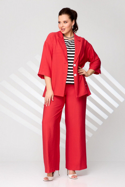 Брюки, жакет, топ Le Collect 482-1 красный - фото 2