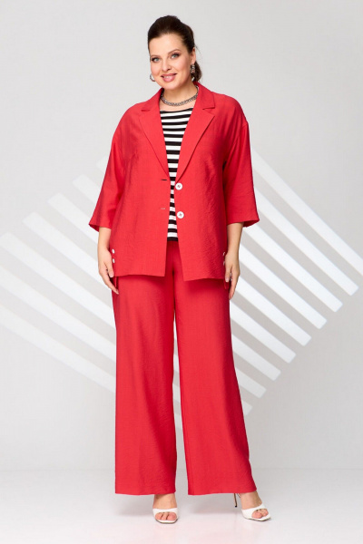 Брюки, жакет, топ Le Collect 482-1 красный - фото 1