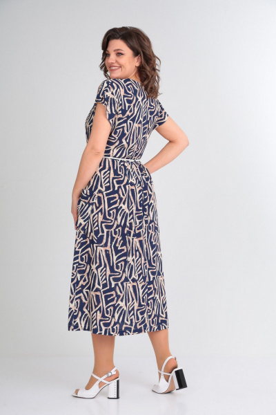 Платье Le Collect 402 бежево-синий - фото 3