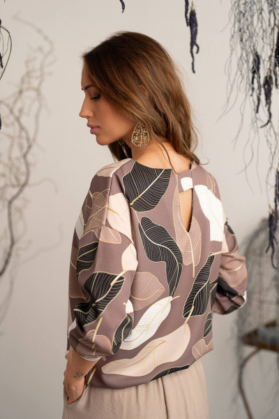 Блуза Nika.PL 03068 листья темно-корич - фото 3