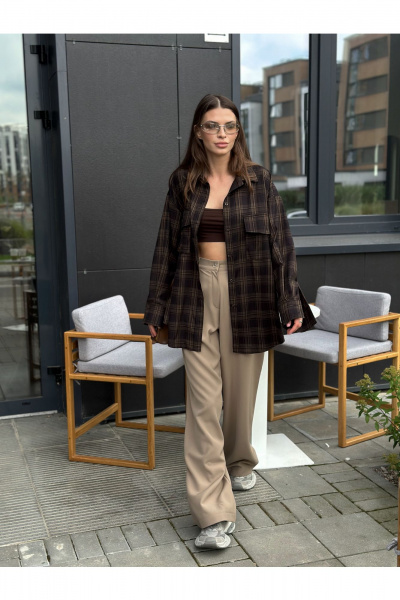 Рубашка THE.WOMAN 0349 коричневый - фото 5