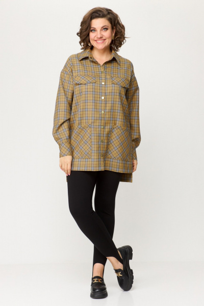 Рубашка Avenue 0342 песочный_клетка - фото 6