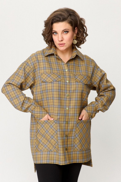 Рубашка Avenue 0342 песочный_клетка - фото 1