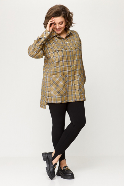 Рубашка Avenue 0342 песочный_клетка - фото 3