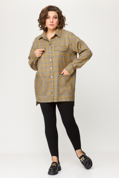Рубашка Avenue 0342 песочный_клетка - фото 2