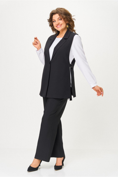 Блуза, брюки, жилет БАГРЯНИЦА 3172 черный_белый - фото 1