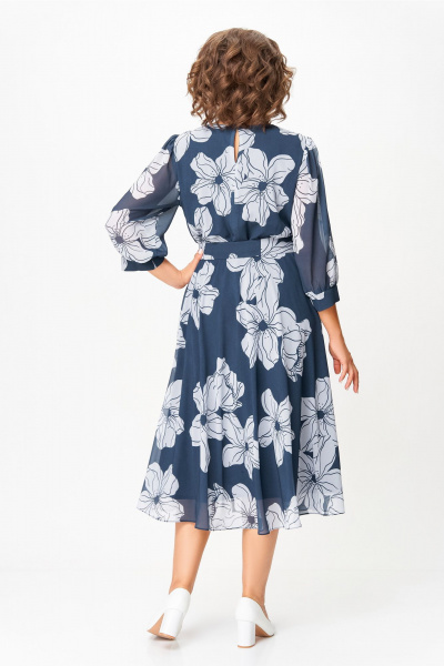 Платье Swallow 870 дымчато-синий/принт_белые_цветы - фото 9