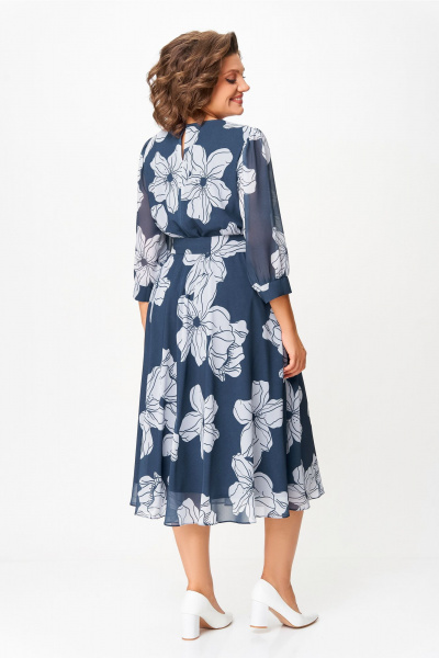 Платье Swallow 870 дымчато-синий/принт_белые_цветы - фото 8