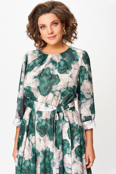 Платье Swallow 870.1 пудровый-принт/изумрудные_цветы - фото 8