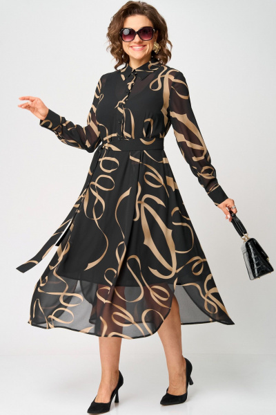 Платье EVA GRANT 7303 черный_принт - фото 1